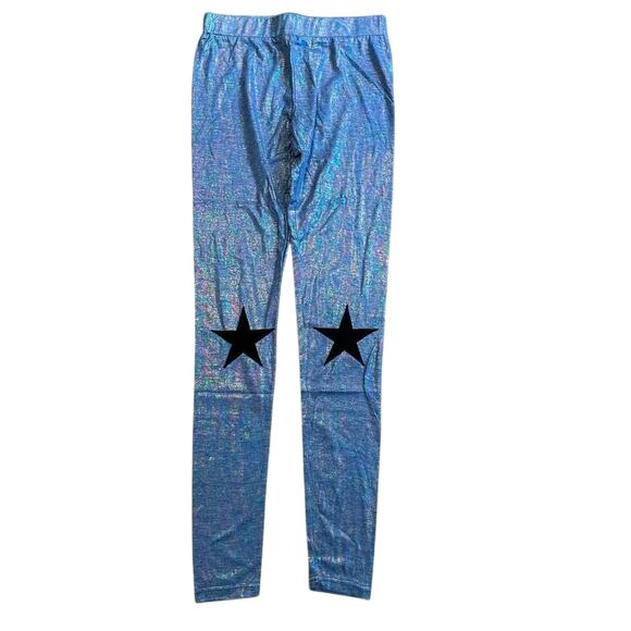 NWOT English Rose Star Patch Iridescent Blue Legging Size S - Picture 1 of 3